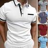Meeste Suvine Särk Alla keeratav krae Nööpidega Lühikeste varrukatega Kontrastvärvi Pealepandud tasku Hingav Pullover Slim Fit Keskmise pikkusega Vabaaja Igapäevane Top