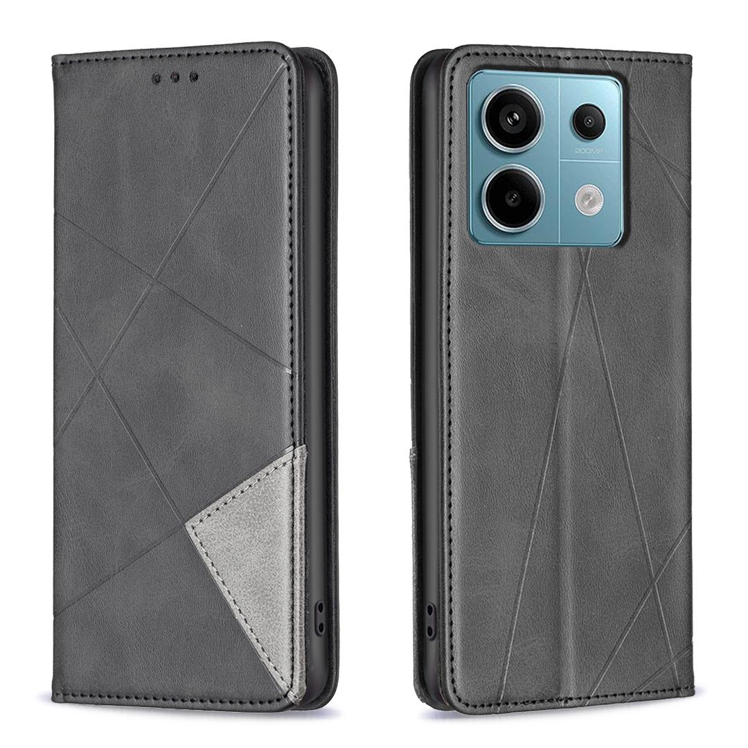 

For Xiaomi Redmi Note 13 Pro 5G/Poco X6 5G PU Leather Case Stand Magnetic Closure Flip Phone Cover Black