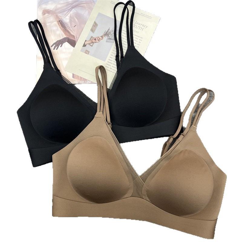 Sujetador Cruzado Cómodo Sin Costuras para Pecho Pequeño Copa Fija Sin Desplazamiento Sujetador sin Aros con Adorno de Encaje Multiusos Ropa Interior Diaria para Mujer