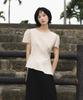 DEHEVE Unbalanced Frill Blouse [Beige]