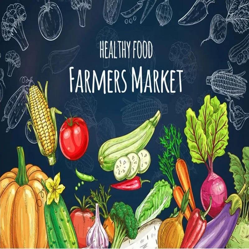 Wallpaper Hand-Painted Blackboard Creative And Vegetable Supermarket Fruit Shop Backdrop Wall Murals Home Decor
