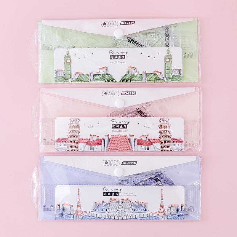 Simple Transparent Four Piece Ruler Set For Student Learning Stationery Supplies
