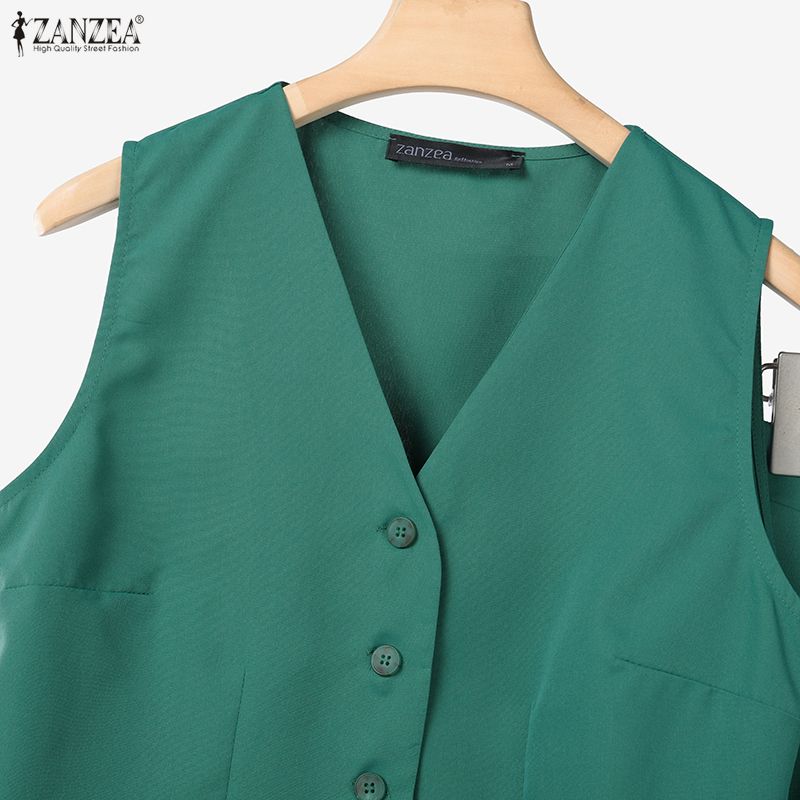 ZANZEA Women Sleeveless Vest Tops and Pants Summer Two Piece Suit Sets