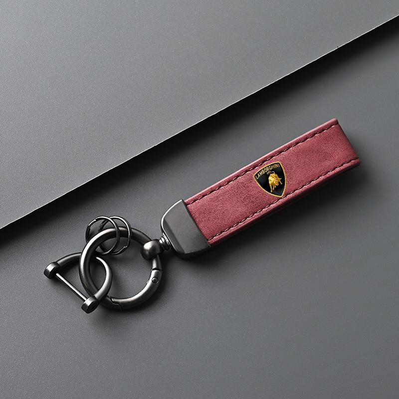 Leather Zinc Alloy Suede Car Keychain Ring Vintage Key Chain For Lamborghini Urus Huracan Aventador Premium Auto Accessories