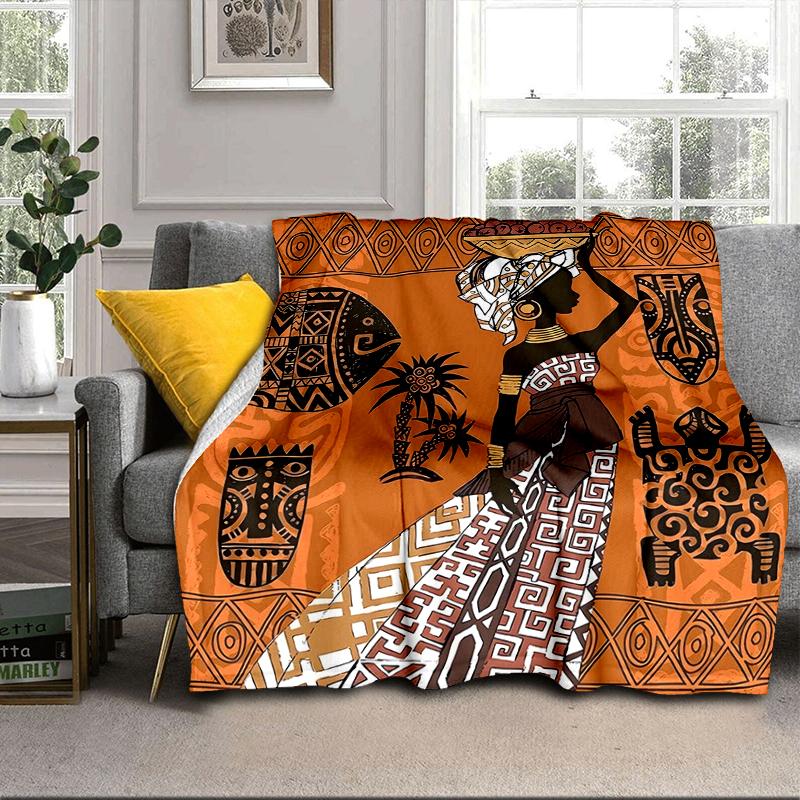 African Women Blanket Flannel Blanket for Bed, Sofa, Camping, Hiking, Picnic Essentials, Gift for Family Fan Gifts
