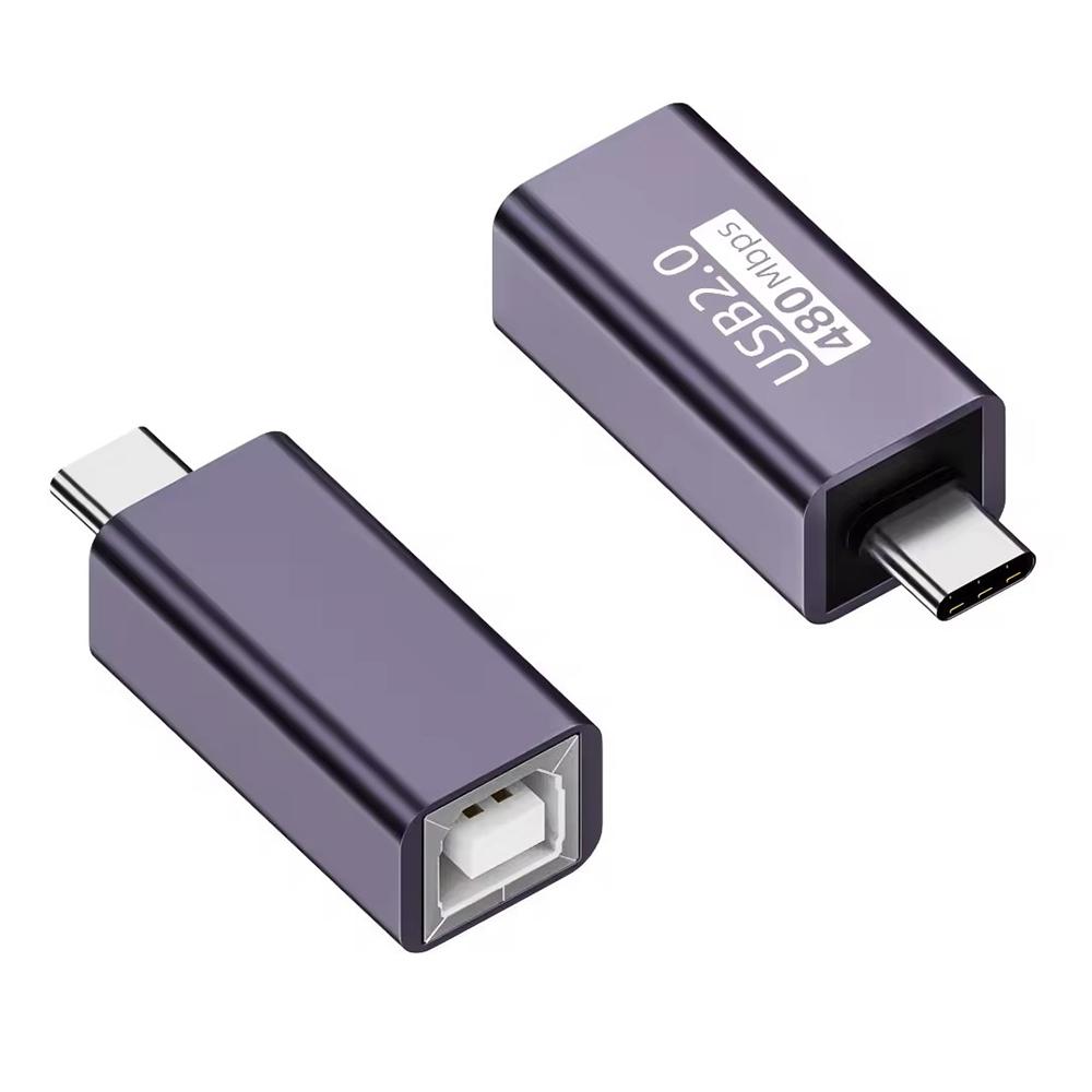 

USB-B Female to USB-C Male Converter Adapter 480Mbps Data Transfer Connector for Electric Piano/Printer As Shown A