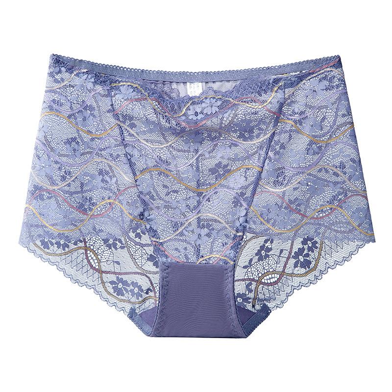 Big Size Lady Summer New Style Sexy Lace Hollow Out High Waist Shrink Abdomen Lift Hip Briefs