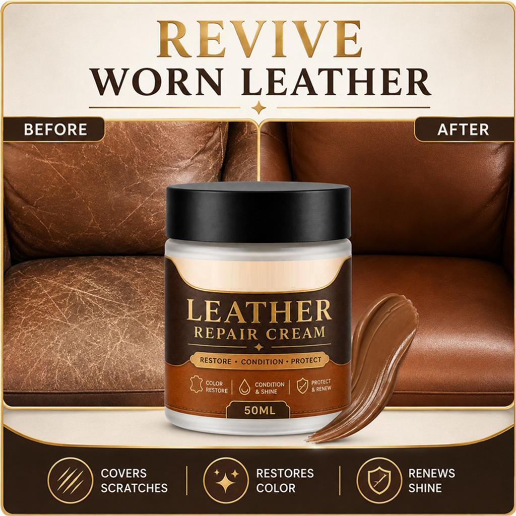 Brown Leather Cream - Color and Scratch for Car Seats, Furniture and Shoes