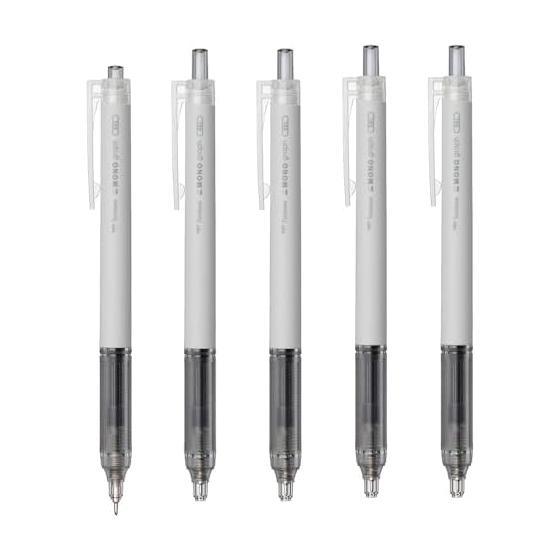 Tombow Mono Graph Light Gel Ballpoint Pen, 0.5mm, Gray Barrel, Black Ink, 5-Pack BJ-MGLE71-5P, Mono Dry Ink, High-Precision Needle Tip, High-Density