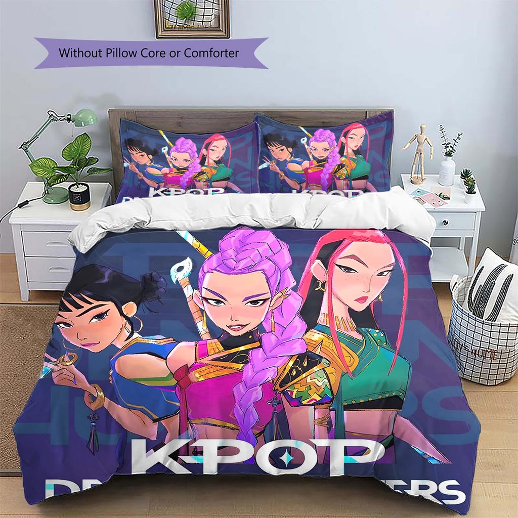 Anime Pattern Bedding Quilt Set Quilt Cover Pillowcase Home Decoration Birthday Gift (1 * Duvet Cover + 2 * Pillowcase, Without Core)