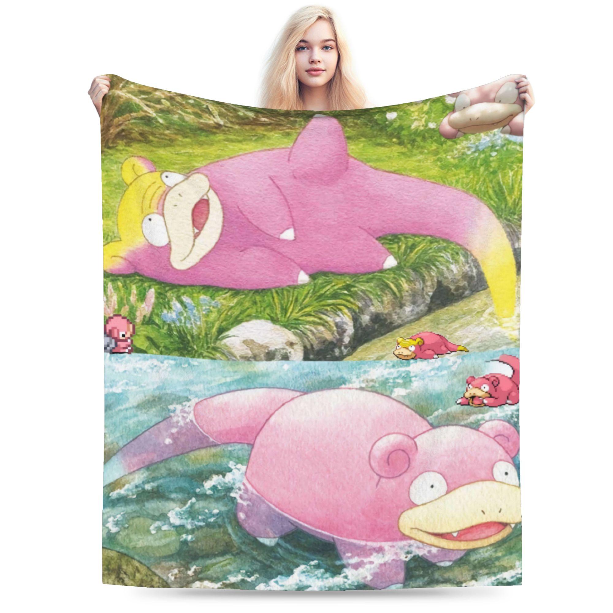 

Pokemon Slowpoke Soft Blankets Children Plush Throw Blanket Novelty Bedroom Flannel Bedspread Sofa Bed Cover 75x100cm (30x40inch)