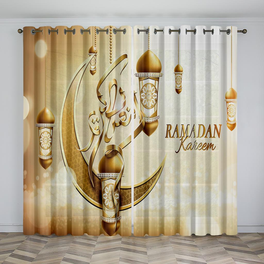 Islamic Muslim Party Eid Ramadan Curtains Moon Lluxury Curtains 2 Panels Living Room Bedroom Decor