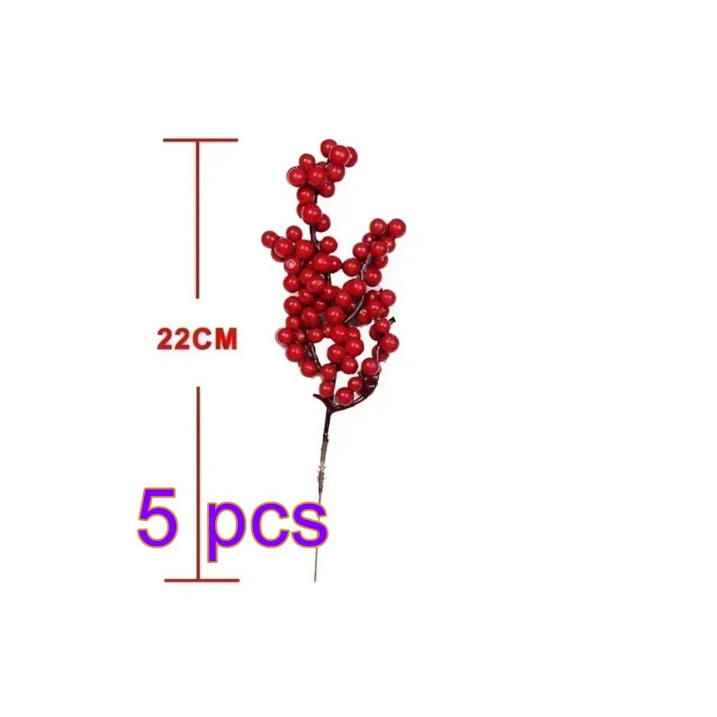 Christmas Artificial Berries Stem Red Fake Flowers Plant For Xmas Tree New Year Party Gift Christmas Supplies Home Decoration