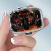 Tragbare Pillendose mit 2 Fächern, Mini-Metall-Medikamenten-Organizer-Etui, Niedlicher bedruckter Pillenbehälter für Vitamine, Pillen, Schmuck, Reisen, Tägliche Anwendung