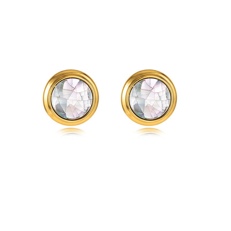 Simple round fritillary earrings ice cracked stud earrings warm light luxury retro high sense fresh daily earrings women