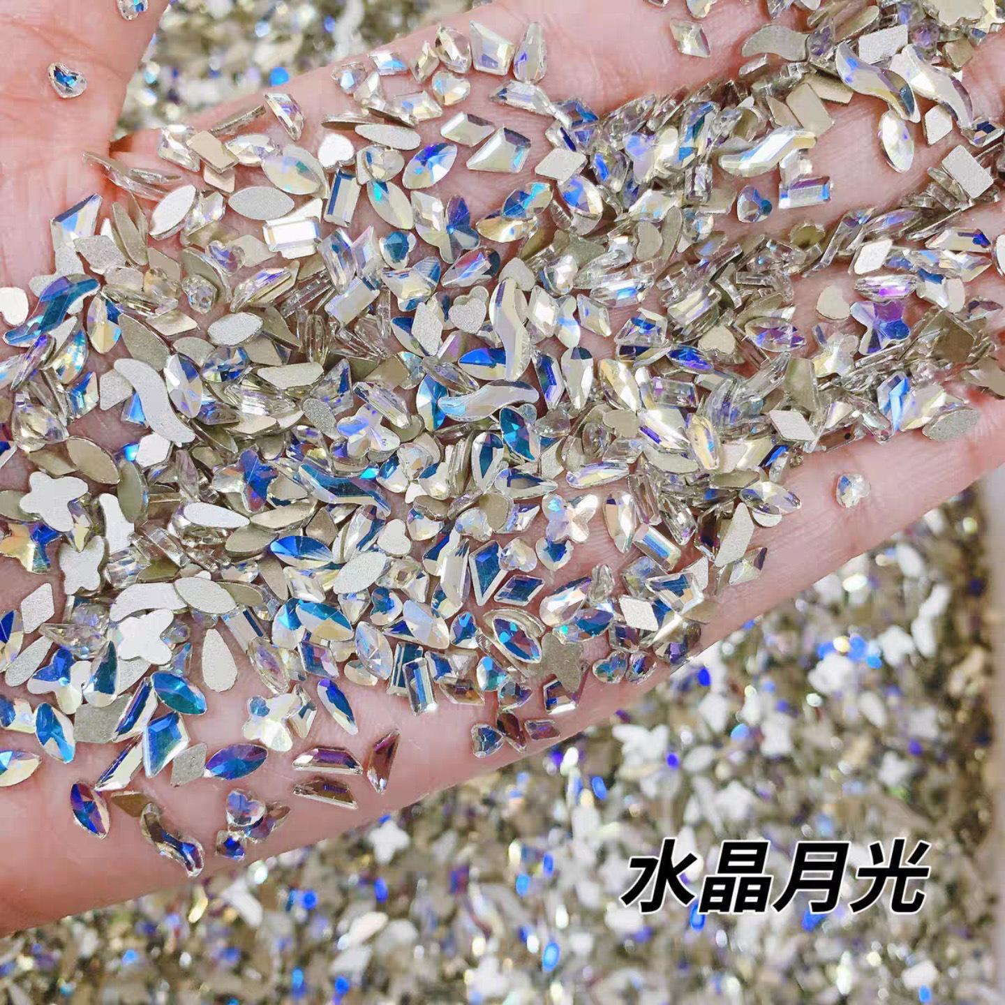 

Yiwu Nail Art Diamond Mixed Mini Small Nail Art Flat Bottom Special-Shaped Diamond Mixed K9 Champagne Nail Art Jewelry 100pcs/bag