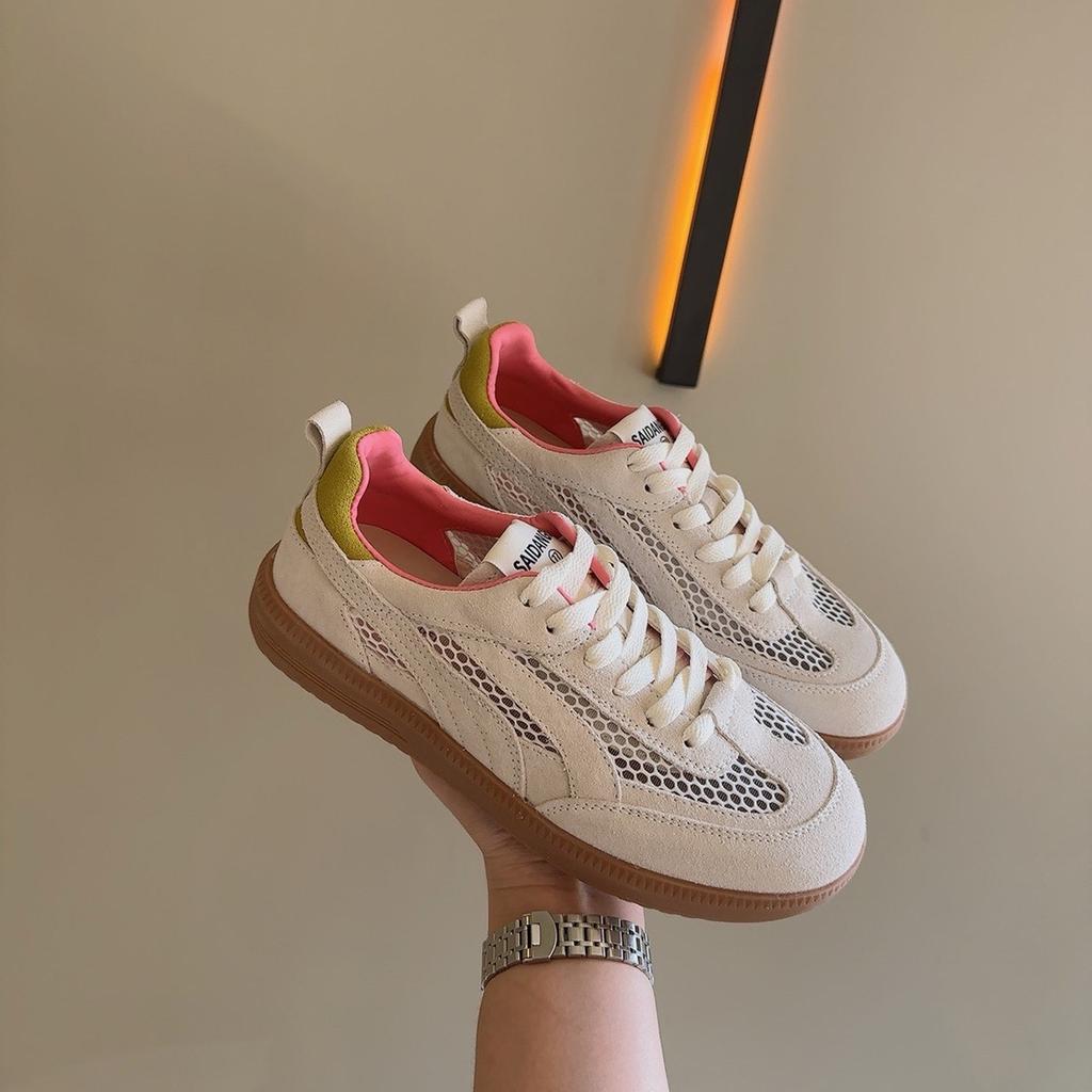 2025 new autumn dopamine breathable net shoes women's versatile flat baseplate shoes casual sports little white shoes German training shoes