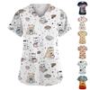 Damenmode V-Ausschnitt Kurzarm Overalls mit Taschen Print Tops Kleidung