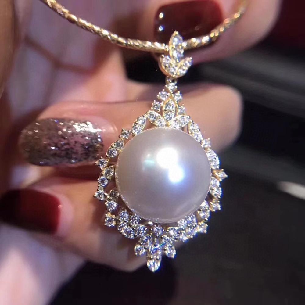 D305 Fine Jewelry 11 -12mm 925 Sterling Silver Natural Fresh Water White Pearl Pendant Necklaces For Women Fine Pearls Pendants