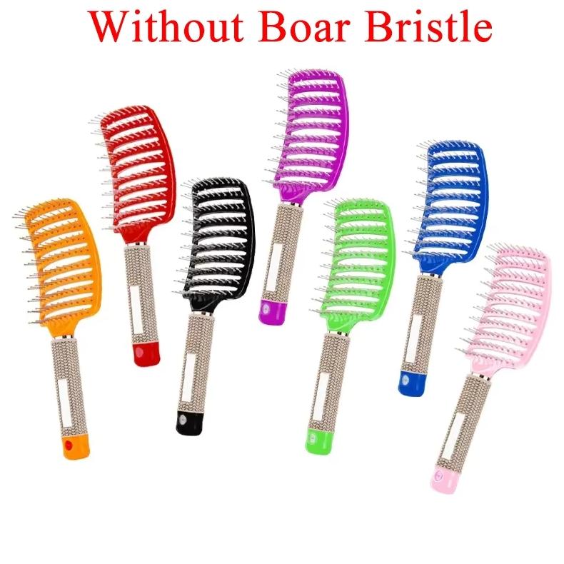 Factory  Curved Vent Brush Curly Bristle Nylon Brush Wet and Dry Detangling Massage Hair Comb