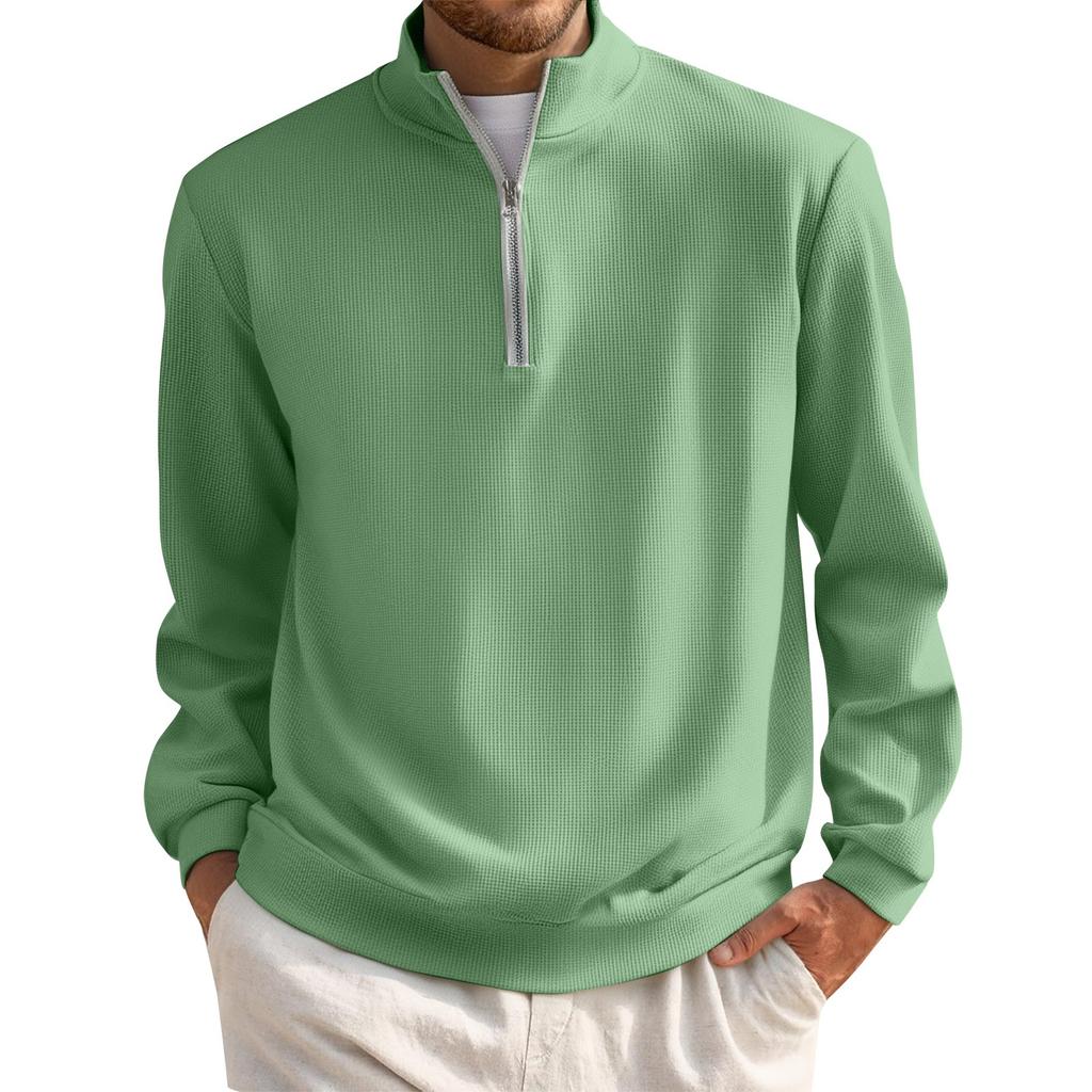 Men's Short Zip Pullover Turtleneck Long Sleeve Top