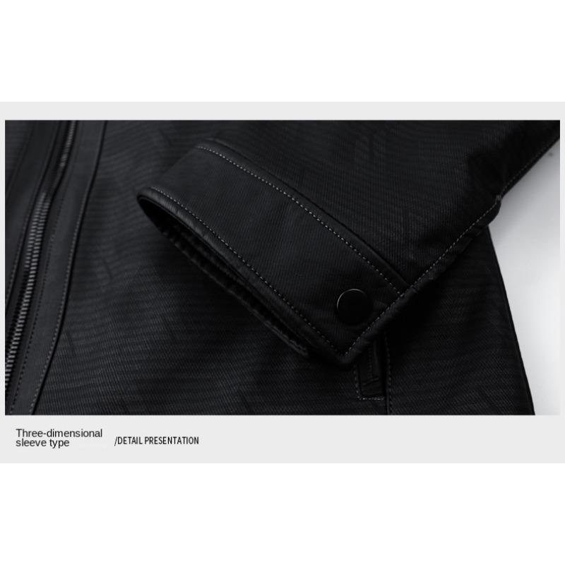 Nová kožená bunda Polo Collar z pravé kůže pro muže středního věku Krátká zesílená bunda z ovčí kůže Bílá Duck down Tide