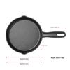 Telssida Thick Cast Iron Small Flat-Bottom Pan, Uncoated Steak Griddle, Non-Stick Egg Pan, Raw Iron Mini Breakfast Pan, 20cm