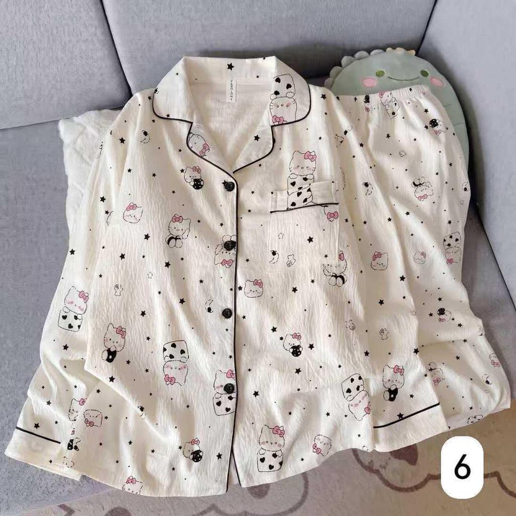 Women's Cloud Cotton Long Sleeve Pajamas - Sweet Cartoon Design for Spring & Autumn, Versatile for Home or Out