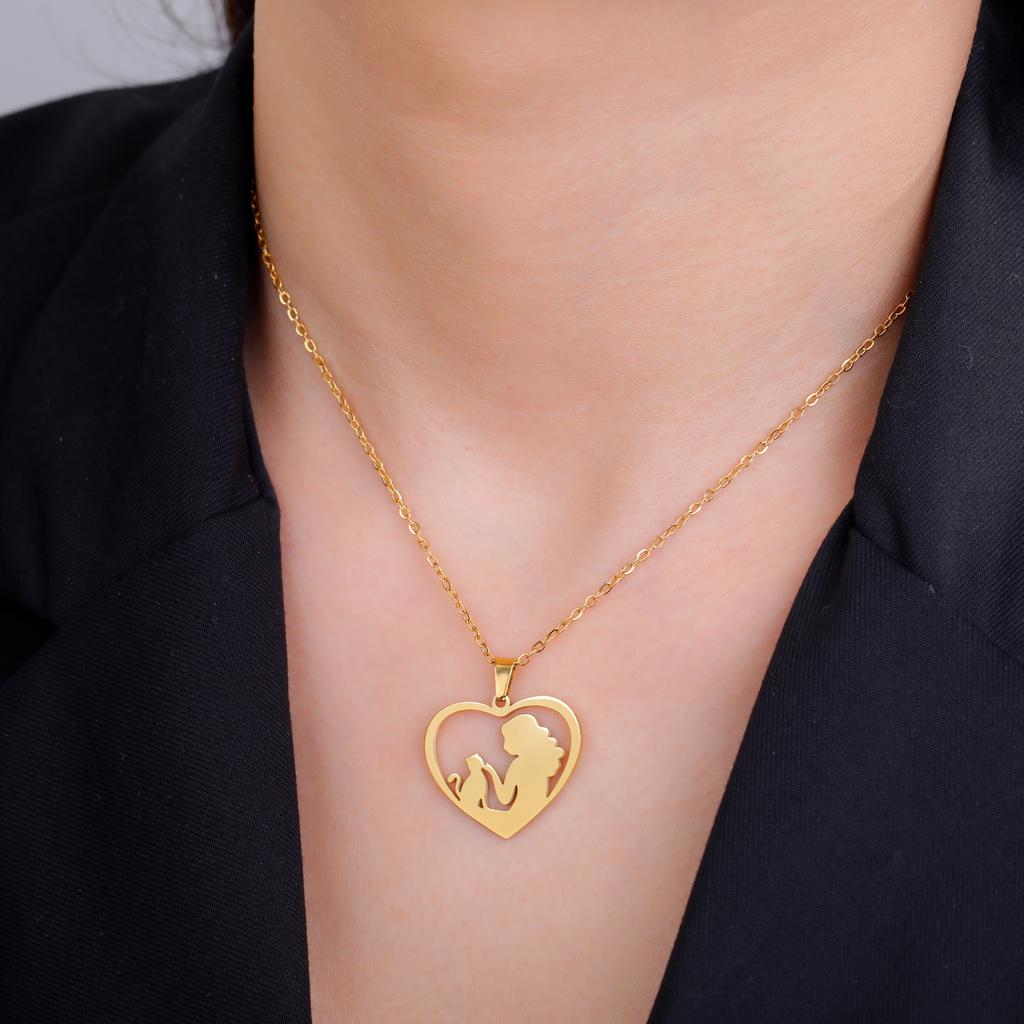 Teamer Cat and Hostess Pendant Necklaces for Women Stainless Steel Choker Fashion Jewelry Cat Lovers Birthday Gifts 2026 New