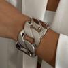 SHIXIN Hip Hop Liscio Colore Oro Larga Catena Bracciale a Molla per Donne Punk Metallo Geometrico Bracciale a Manchette Unisex Uomo Gioielli