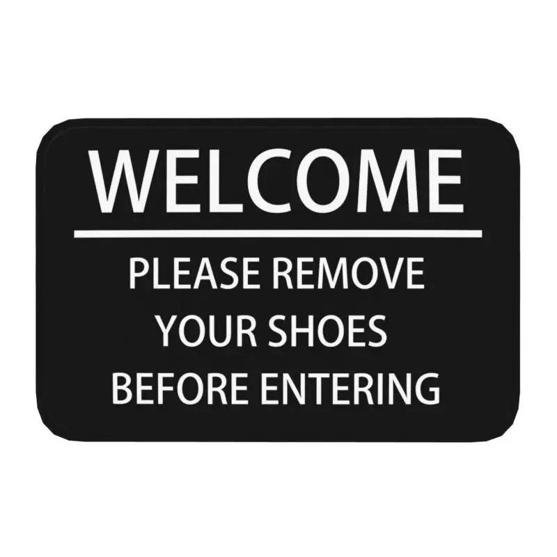Custom Please Take Off Your Shoes Doormat Anti-Slip Entrance Bath Kitchen Door Floor Mats Living Room Rug Carpet Footpad 40x60cm