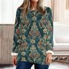 Women's Fashionable Printed Round Neck Long Sleeved Plush Warm Pullover Top