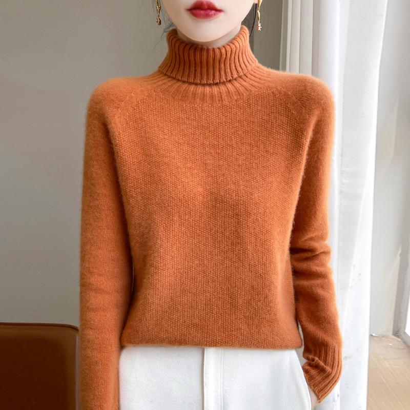 Women's Osmanthus Stitch High-Collar Wool Sweater: Versatile, Warm Autumn & Winter Knit Long Sleeve Base Layer