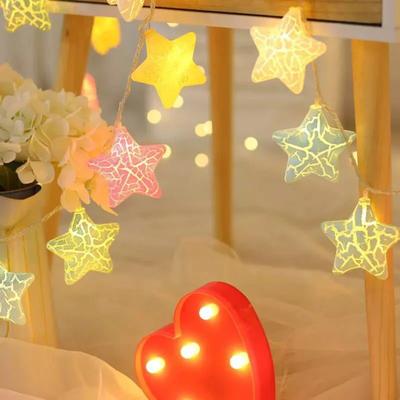 1pcs New Cracked Star LED String Lights Operated Energy Saving Party Birthday Garden Decoration Fairy String Lamp