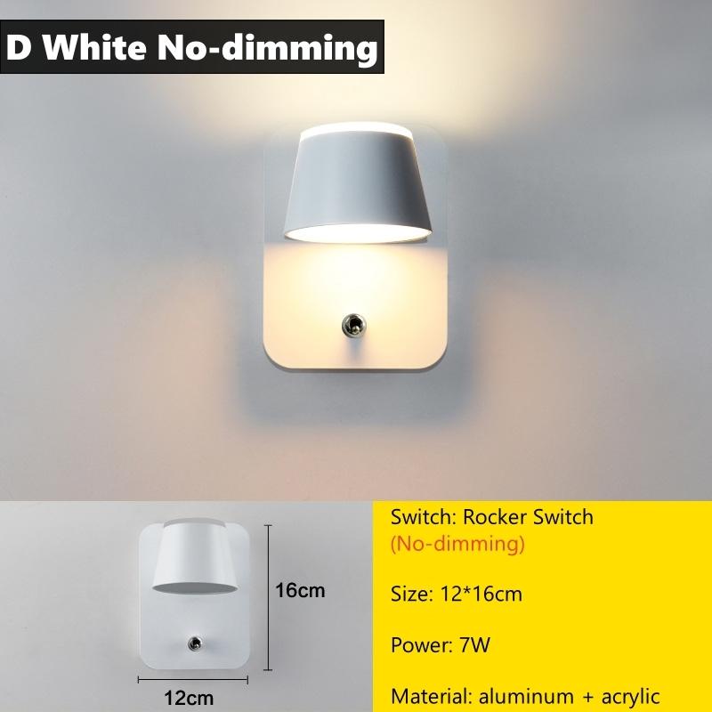 

Светодиодный настенный светильник с регулировкой яркости и поворотным выключателем на 350 градусов, прикроватный светильник для спальни, алюминиевое внутреннее бра Warm White (2700-3500K)