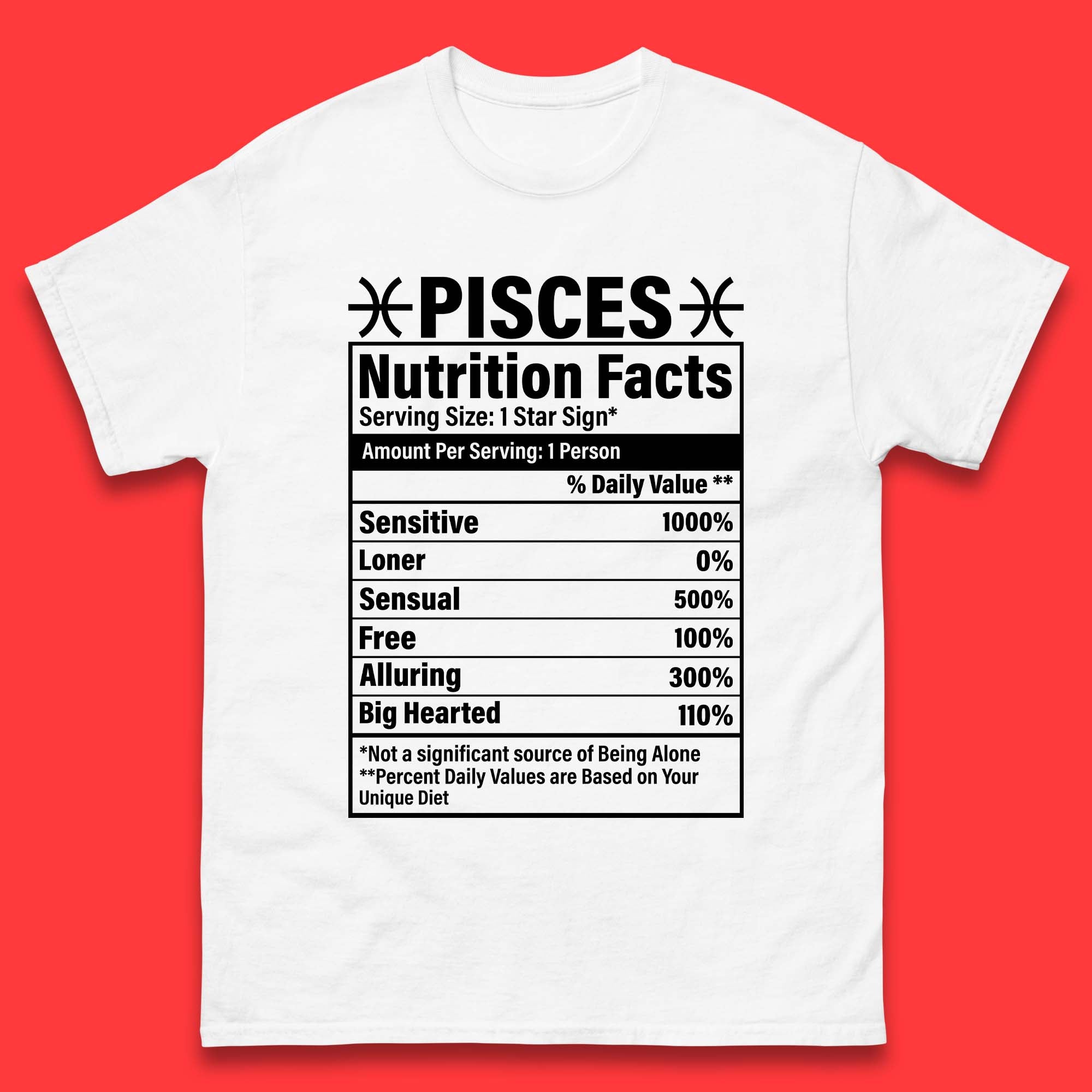 Pisces Nutrition Facts Mens T-Shirt Womens Tops Tees XL