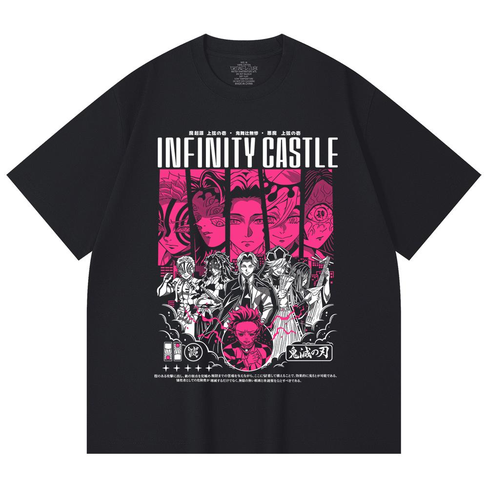 230 Gsm 100% Cotton Demon Slayer V89 Infinity Castle Print Unisex Heavy Cotton T Shirt