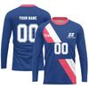 Men's Long Sleeve Athletic Jersey, Lightweight Sports Shirt, Quick Dry Top for Training, Purple Blue White Design