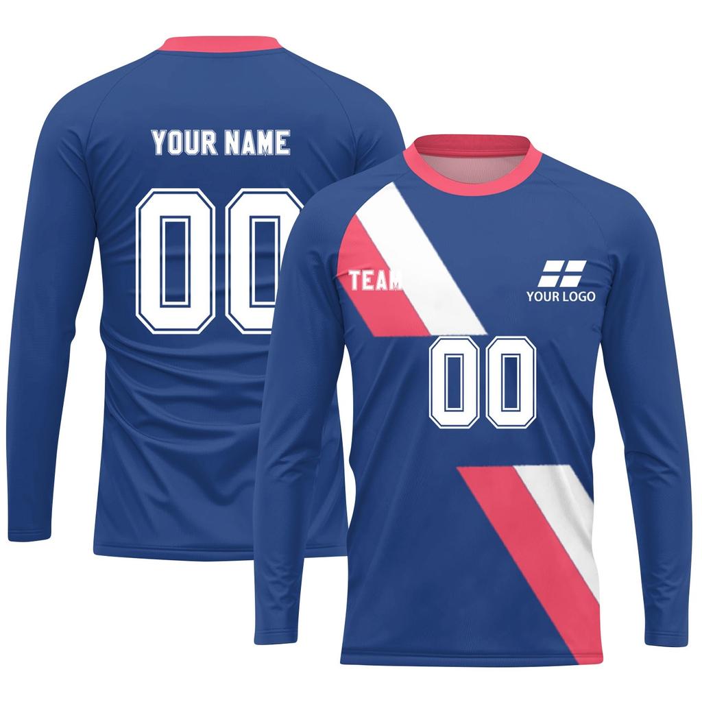 Men's Long Sleeve Athletic Jersey, Lightweight Sports Shirt, Quick Dry Top for Training, Purple Blue White Design
