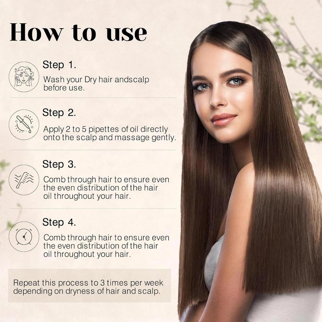 3PCS Herbal Rosemary Hair Oil – Batana, Onion Seed, Castor & Argan Oil Blend for Daily Hair Care
