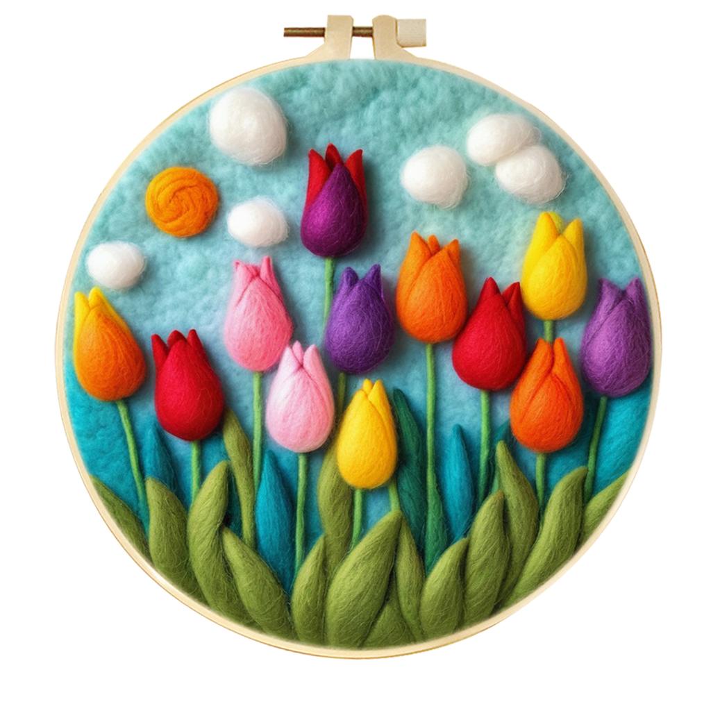 Funny DIY Wool Felting Embroidery Kit Felt With Pictur Ins Creative Flower Wool Needle Felt Set Home Decoration Art Craft