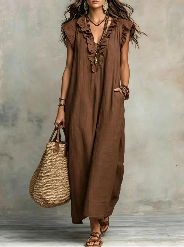 European and American women's clothing, spring and summer new bohemian flying sleeve dress