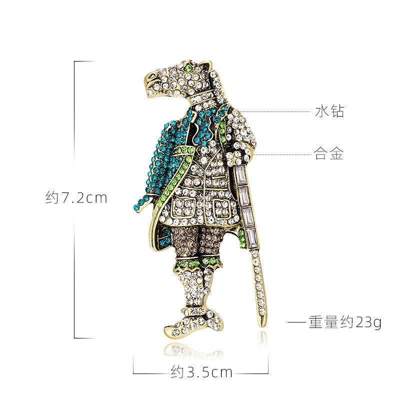 Vintage Centaur Knight Shield Brooch Collar Pin Full Of Rhinestones Corsage Temperament Men'S And Women'S Accessories