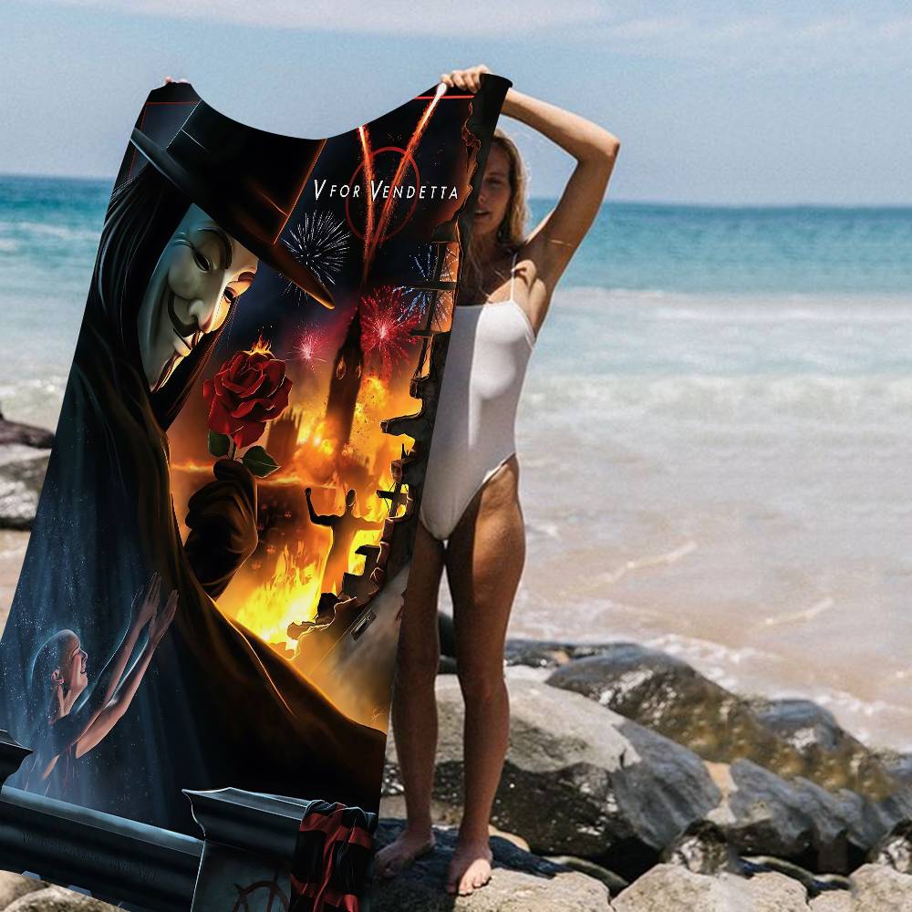 Science Fiction Film V For V-vendetta Anime Beach Swimming Towel Soft Absorbent Washcloth Children's Gifts For Kids Travel Gym