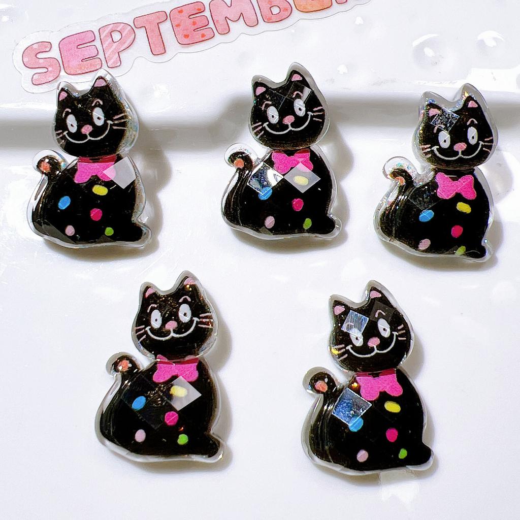10PCS New Resin Cute Cartoon Shining Cat Series Flat Back Cabochon Home Decor DIY Scrapbook Crafts Jewelry Accessories