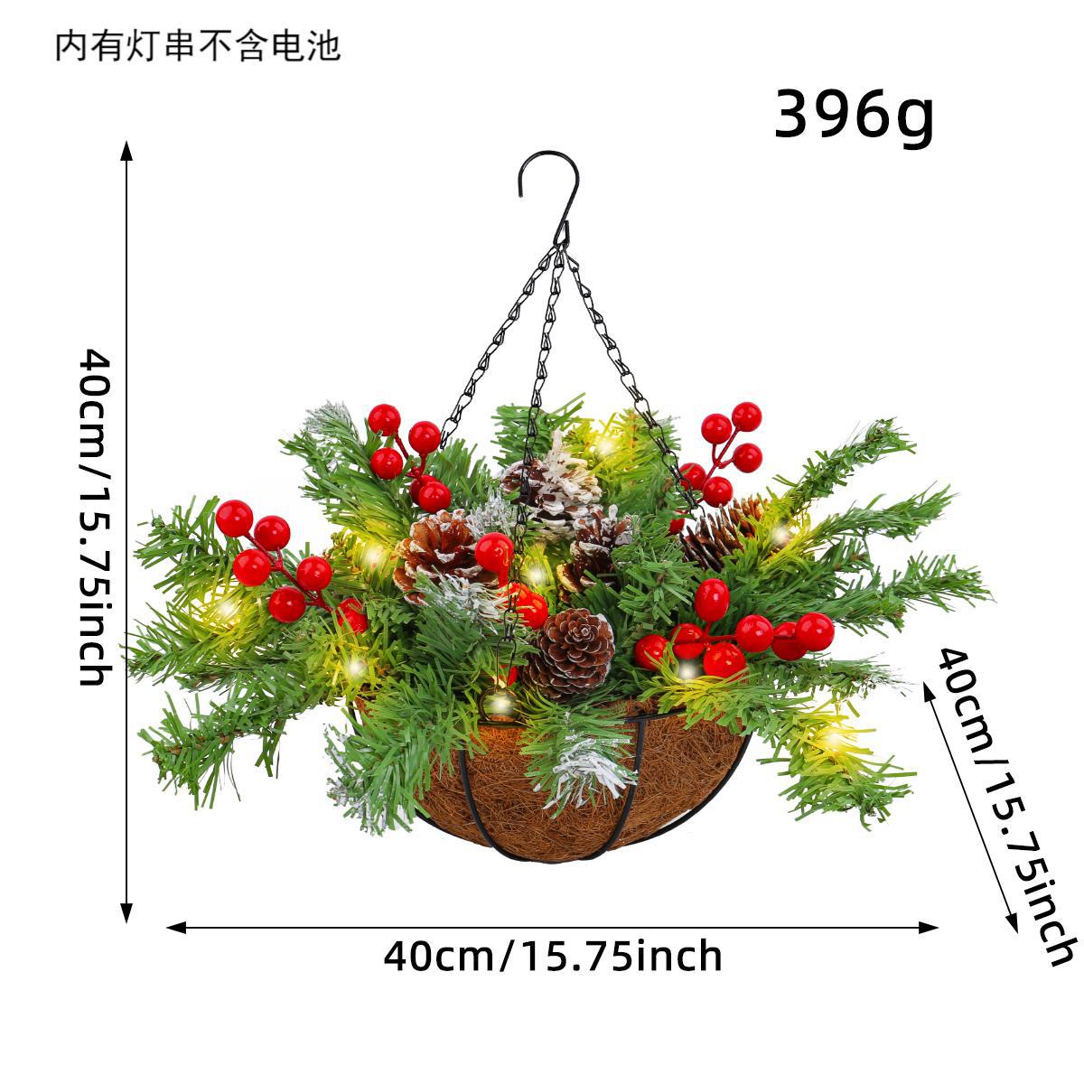 

Рождественский подвесной венок-корзина Рождественские украшения Рождественский венок Искусственная рождественская подвесная корзина