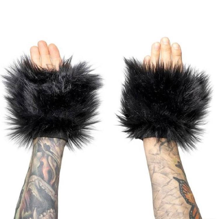 Womens Faux Furs Leg Warmers Wrist Cuffs Boot Covers Furry Boot Cuff Wrist Bands