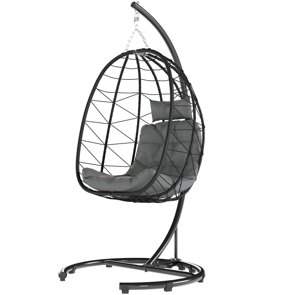 Hanging Chair Outdoor Hanging Chair Egg Chair, weather-resistant, incl. cushion, 102 cm x 102 cm x 195 cm, Dark Grey