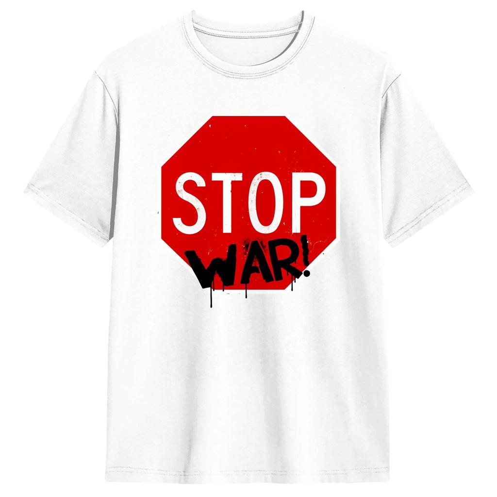 Unisex T Shirt Stop Wars TShirts Trendy Cool Summer Tee Shirt Y2K Funny 100 Cotton Tops Gift Idea