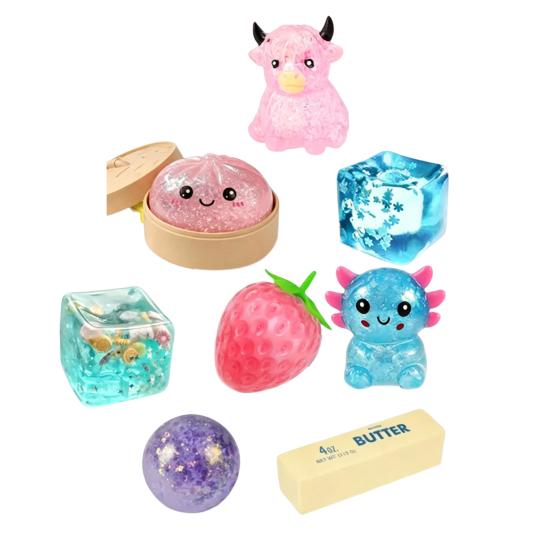 8Pcs Sugar Squeeze Toys, Soft TPR Stress Relief Fidget Toy for Adults, Anxiety Calming Sensory Toys, Party Gift